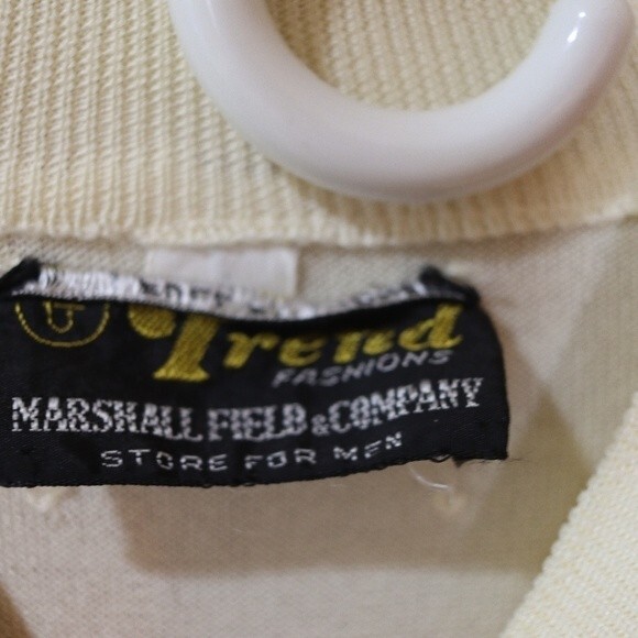 Trend Marshall Fields Vintage Cream & Green Striped Short Sleeve Shirt Top Blous - Picture 12 of 12